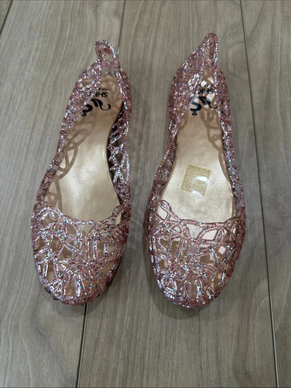 Sparkling Pink Jelly Flats for Women